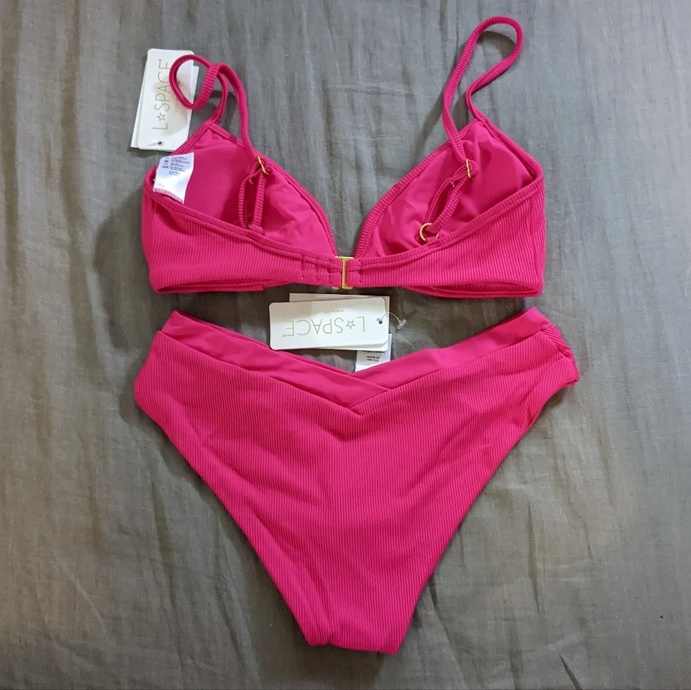 L*Space Helena Pratt Bikini Set Bougainvillea